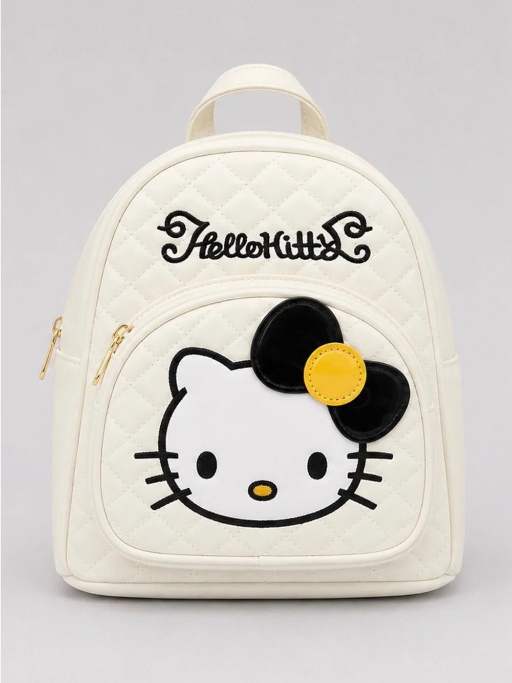 Hello Kitty Cream Quilted Mini Backpack with Black & Yellow Bow